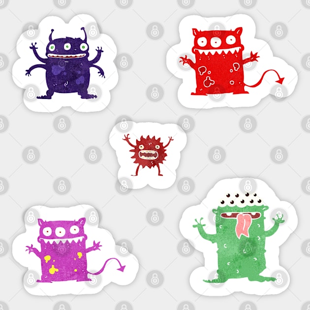 Five Pack of Cute Monsters Sticker by DesignIndex